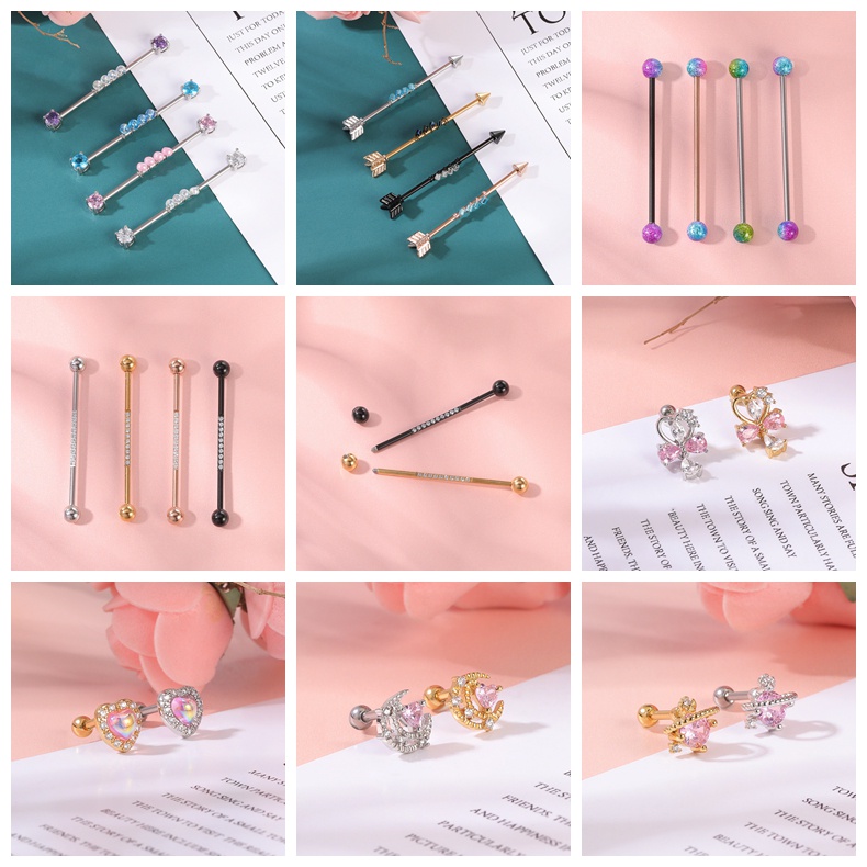 1 / 3pcs Anting Stud Bentuk Ular Bahan Stainless Steel Aksen Kristal