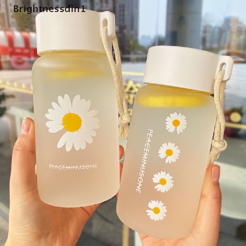 Botol Air Portabel Bahan Plastik Transparan Ukuran 500Ml Motif Bunga Aster Untuk Travel