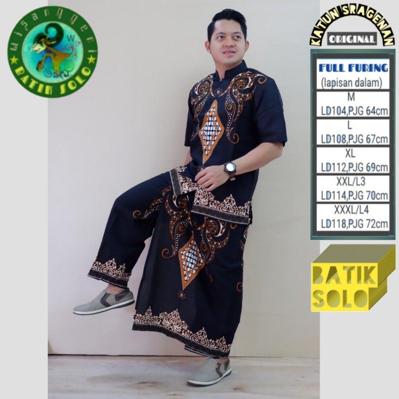 Fashion Busana Muslim Setelan Baju Kemeja Batik Pria Lengan Panjang Pendek Set Sarung Celana Terbaru