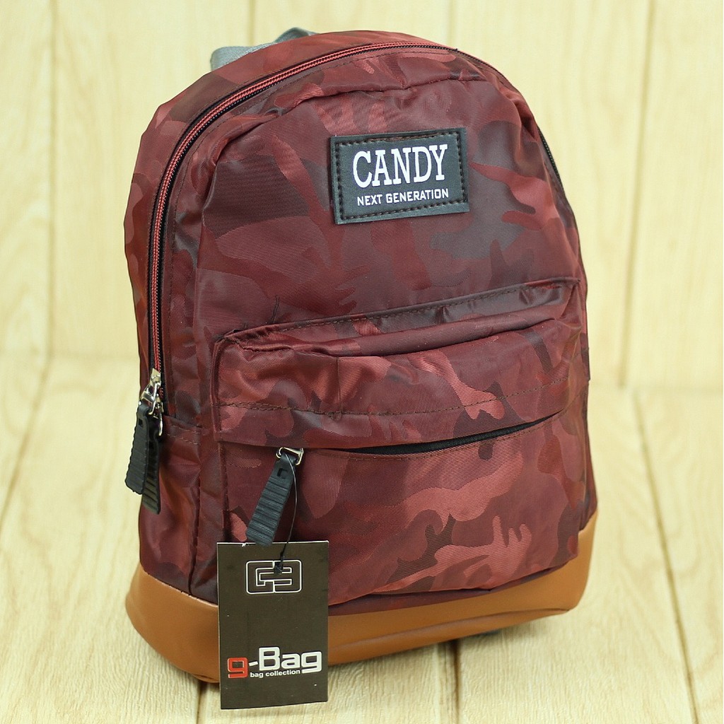 Tas Ransel Cewek Candy Merah Perempuan Wanita Remaja Hang Out Kekinian