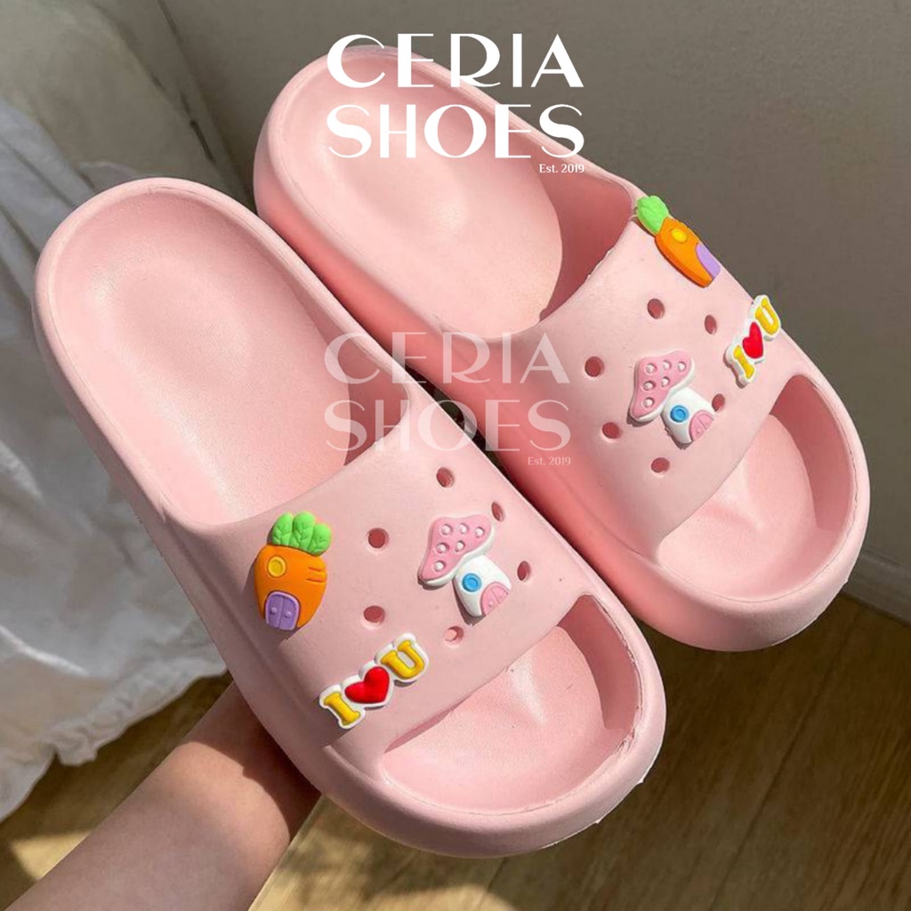 BALANCE EVA Sandal Slop Wanita Wedges Import Tebal 5 Cm Elmo XX Jabbitz Bahan Spons Super Ringan Empuk Elastis Non-Slip Sole