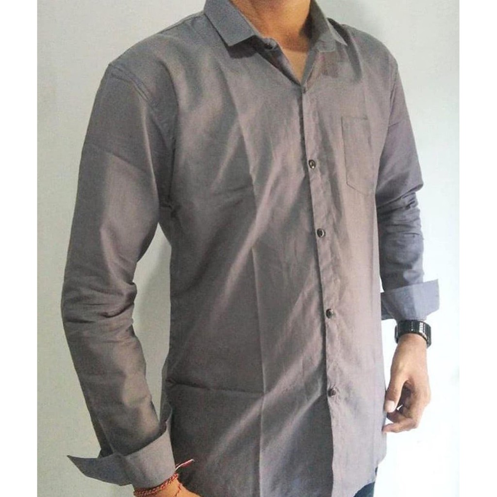 BAJU KEMEJA WARNA ABU-ABU BAHAN KATUN SWISS