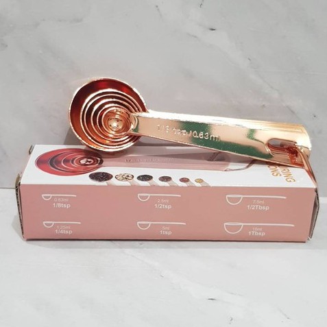 sendok takar stainless full rosegold ukuran ml dan gr measuring spoon