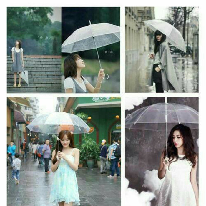 Payung Transparan Bening umbrella transparant Korea Japan Best Quality JAMIN plastik tebal