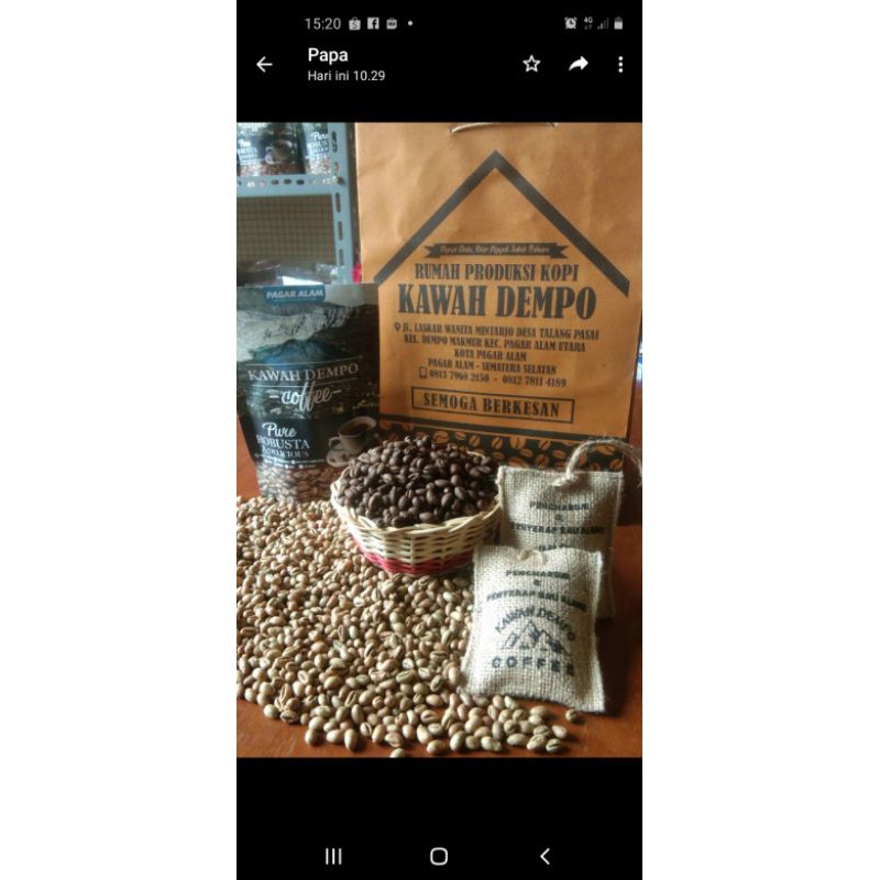 

paketan kopi bubuk,roasted, green bean dan pengharum kopi