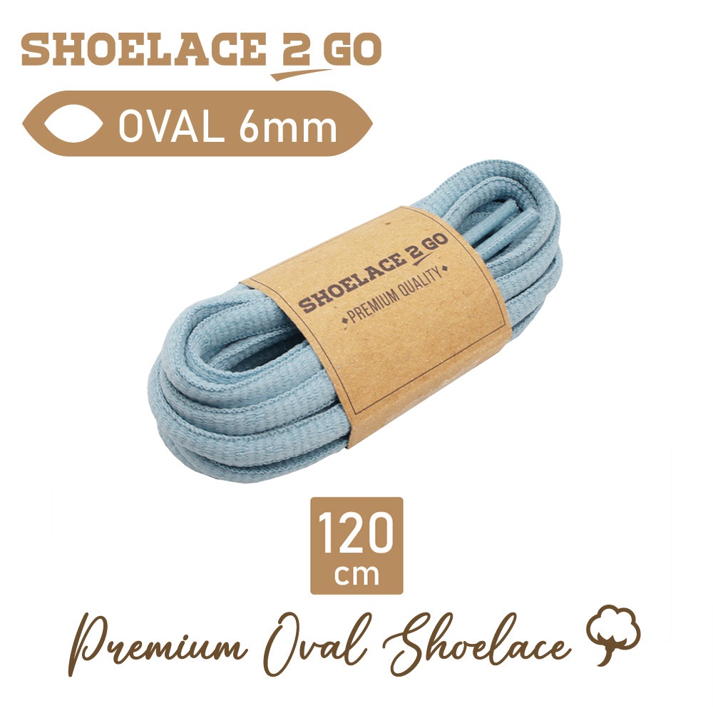 SHOELACE 2 GO PREMIUM TALI SEPATU LONJONG OVAL J3 - LIGHT BLUE - 120CM