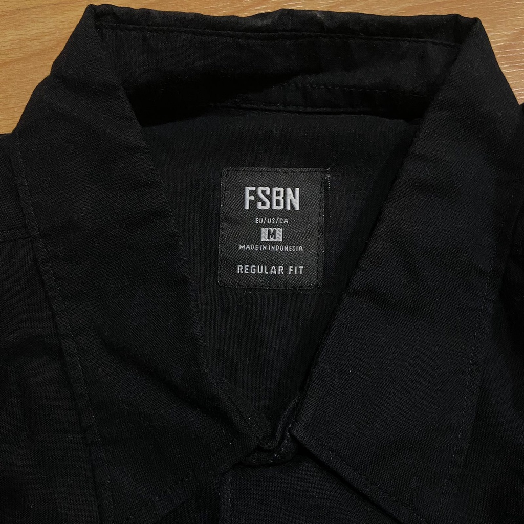 FSBN Kemeja Long-Sleeved Shirt Fire Black Print Viscose Original