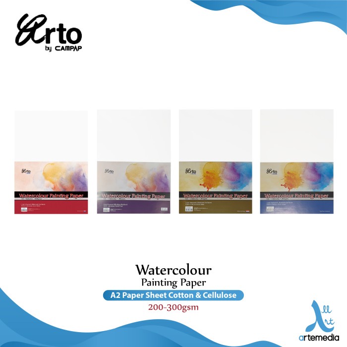 

Kertas Cat Air Arto A2 Watercolor Paper Sheet - CELLULOSE 300gm