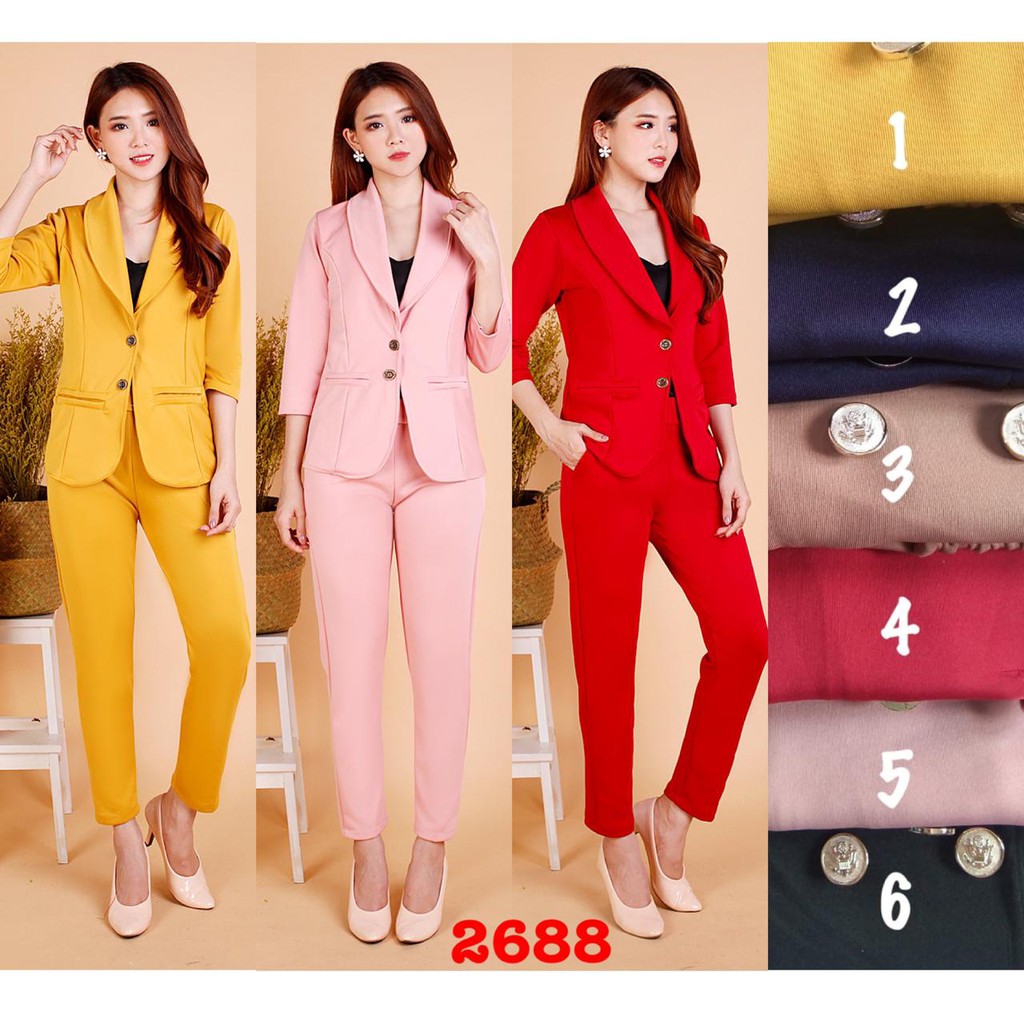Kathryn collection #027 ,Stelan blazer  celana pjg tgn 3/4 bhn scuba polos import premium