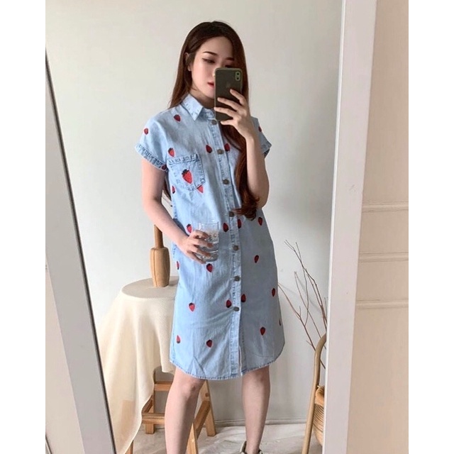 Denim Dress Lucu Jeans Wanita Korea