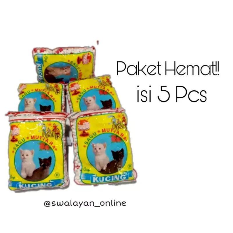 

Terhemat!!! Sagu mutiara cap kucing isi 5pcs/berat bersih 100gr per pcs