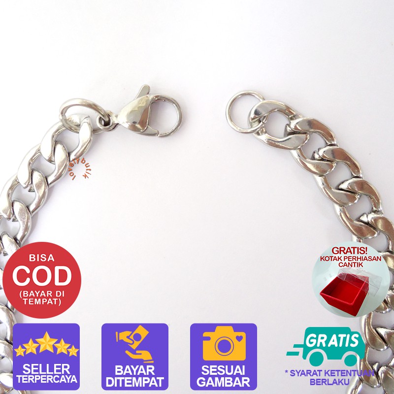 Lovelybutik Gelang Tangan Titanium Anti Karat Melis4 Gelang Rantai Wanita Bonus Kotak perhiasan