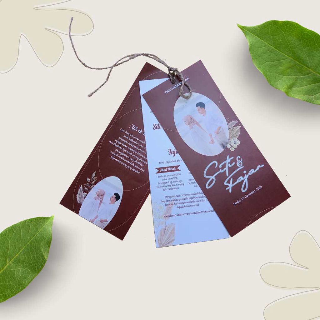 UNDANGAN PERNIKAHAN HANGTAG TALI RAMI KEKINIAN RUSTIC ISI 3 LEMBAR FULL COLOUR ELEGANT - UNDANGAN TA