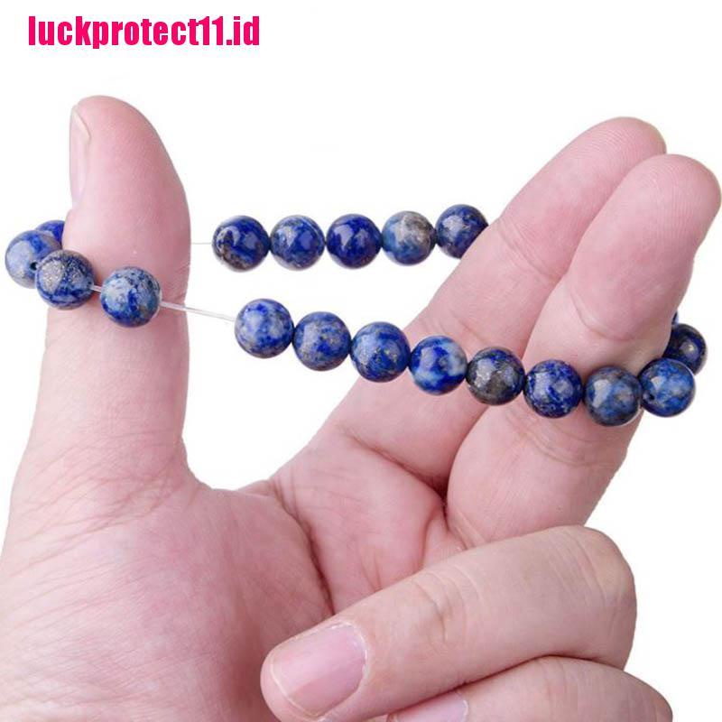 (LUCK) Gelang Tangan Manik-Manik Lapis Lazuli Natural 8mm Elastis Untuk Unisex / Pria / Wanita