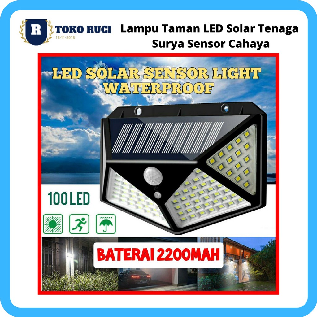 ( COD ) Lampu Taman Tenaga Surya 100LED Sensor Light LED Solar Lamp / Solar Tembok Tenaga Matahari