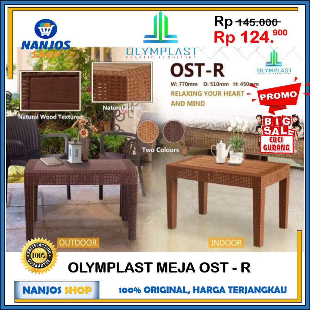 [FREE ONGKIR &amp; BISA COD] Olymplast Meja Panjang / Meja Teras Tamu / Meja Anyaman Rotan OST - R