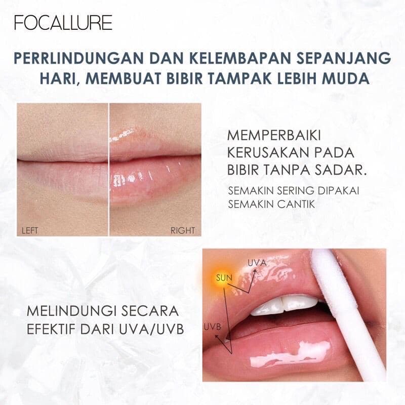 (FREE Eyeshadow) FOCALLURE Lip Gloss Pelembab Shimmer Berkilau FA153