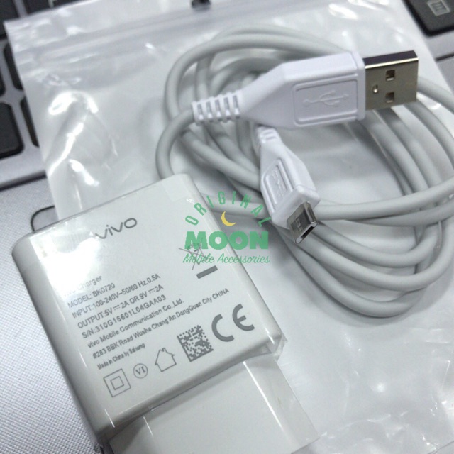 Charger vivo 2a 9v fast charging original 100 ori new kabel data micro usb v3 bk0720