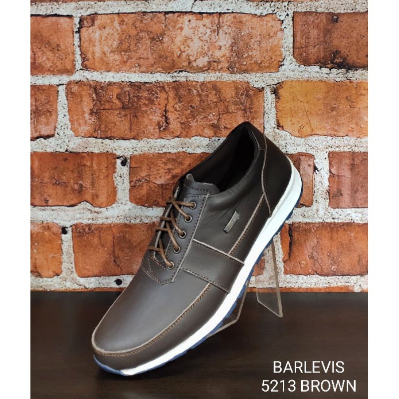 sepatu casual tali pria kulit asli BARLEVIS