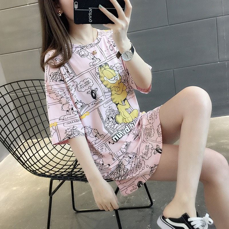 MDLV ~ 2030# Garfield Fun Oversize Tee Overaize Premium Oversize Import Atasan Big size Kaos Oversize Import Fashion cewek Fashion Wanita Fashion Import