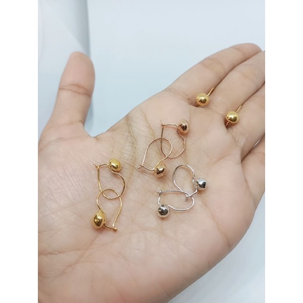 anting perak 925 asli berlapis mas anting  kait perak pentul polos