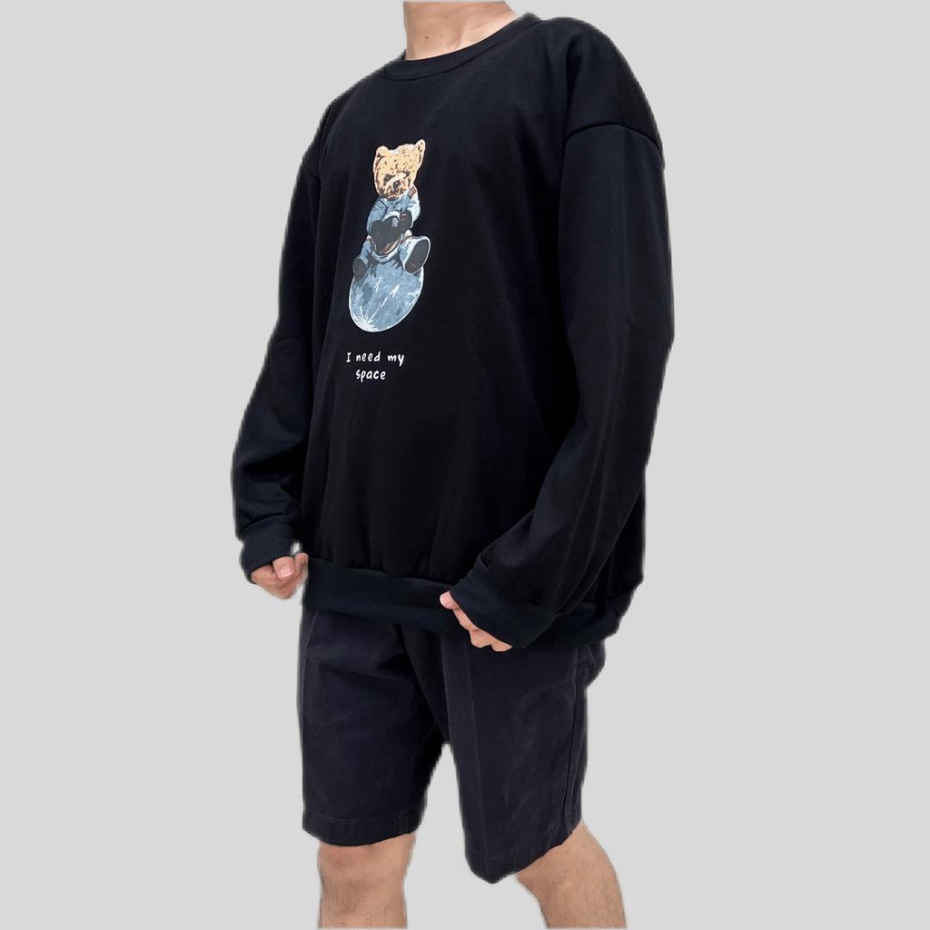 I NEED MY SPACE SWEATER OVERSIZE PRIA WANITA SWITER BEAR XL