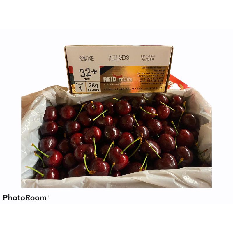 

Cherry red Tasmanian jumbo size 32-34 mm 2 kg / box origin