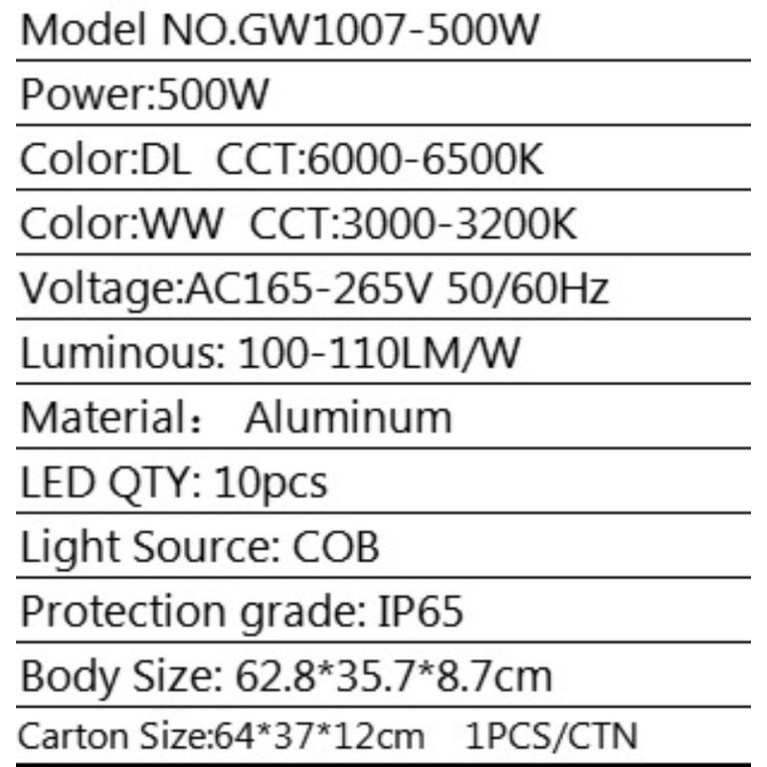 Lampu Sorot Tembak led 500 Watt 500W COB