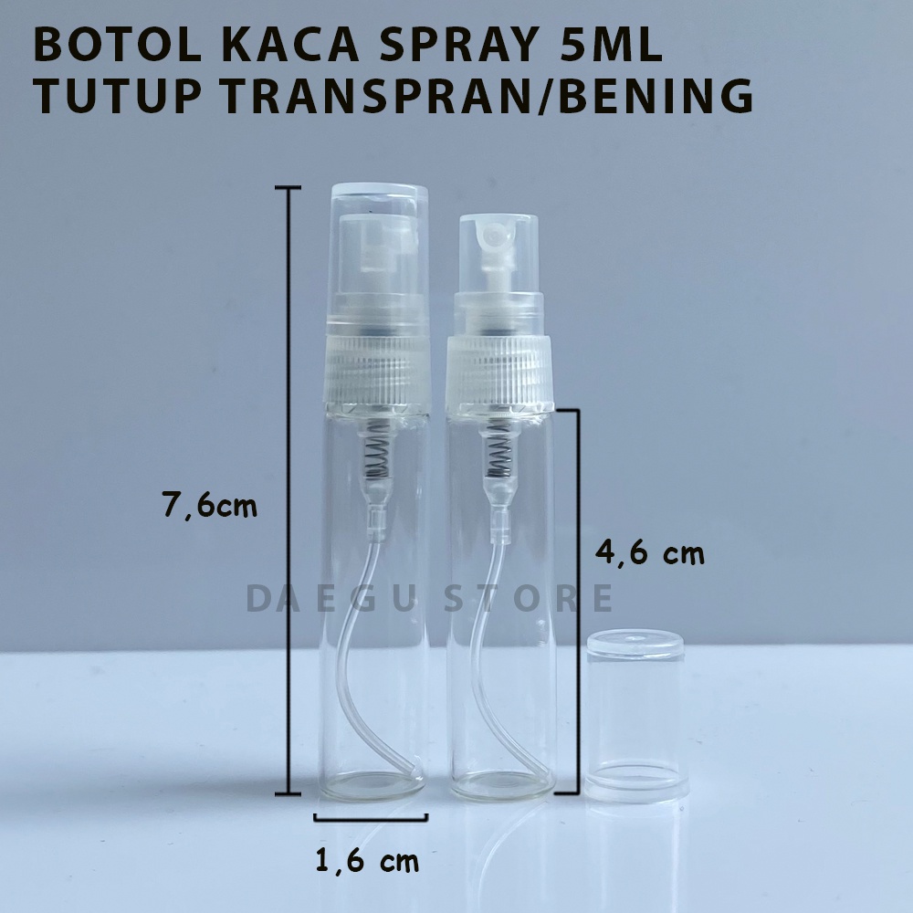 Botol Spray Kaca 5ml Parfum Refill Vial Travel Size Tutup Transparan