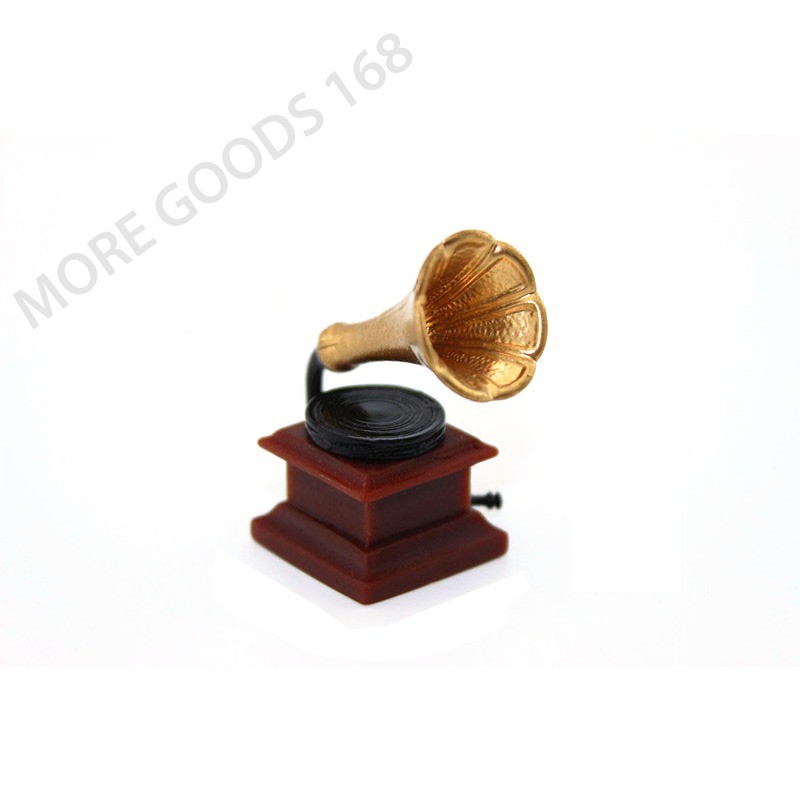 Mini Gramophone Phonograph 1:12 Dollhouse Miniature Accessory Decor Untuk Anak