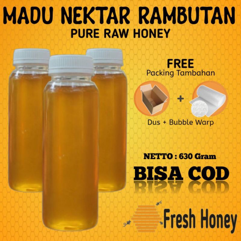 

Madu Asli Murni 630gr Nektar Bunga Rambutan 100% Pure Raw Honey