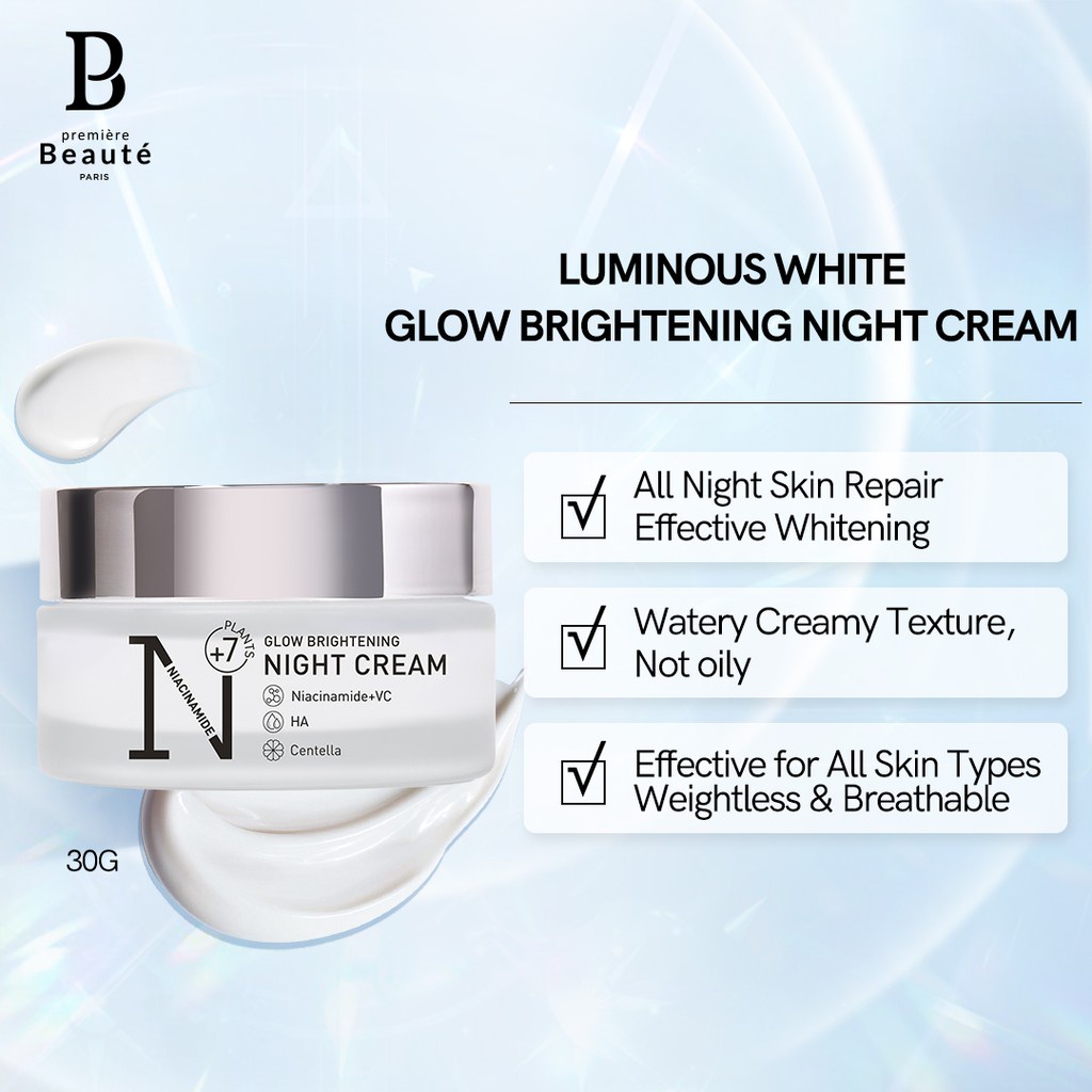 [COD] Pelembab Wajah Premiere Beaute Luminous White Brightning Night Cream Krim Malam - BPOM ORIGINAL