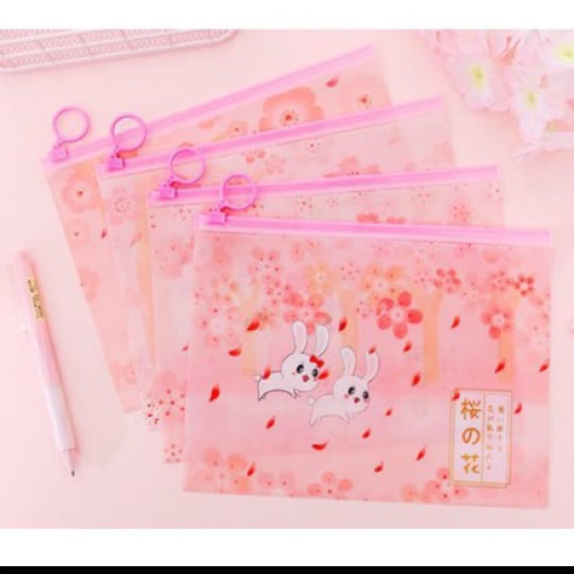 

Zipper Bag Transparan / Tempat Pensil / Pouch A5 Transparan Motif Rabbit