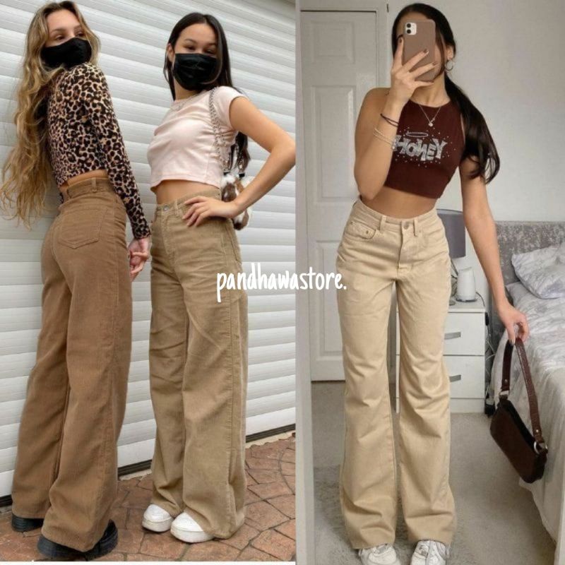 MOZZA CULLOTE JEANS HIGHWAIST//CELANA KULOT DELONIK WANITA WARNA MOCCA SNOW TERBARU MODEL KOREAN