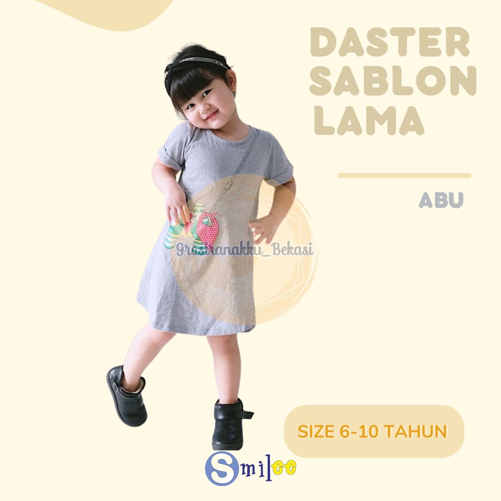 Daster Anak Smile Sablon Junior Motif Abu Kamera Size 6-10Thn