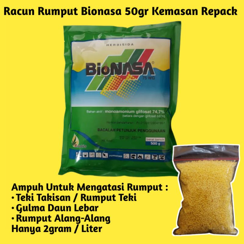 [GRATIS ONGKIR] Racun Rumput / Herbisida Bionasa Bubuk Kemasan Ulang (REPACK) 50 Gram 100% Asli (Efe