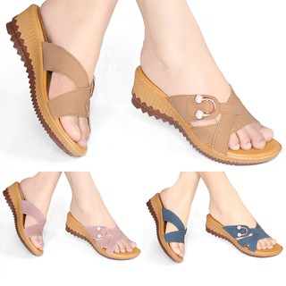  Wedges  Slip Sandal  Wanita Slop Selop Kokop  Cewek Casual 