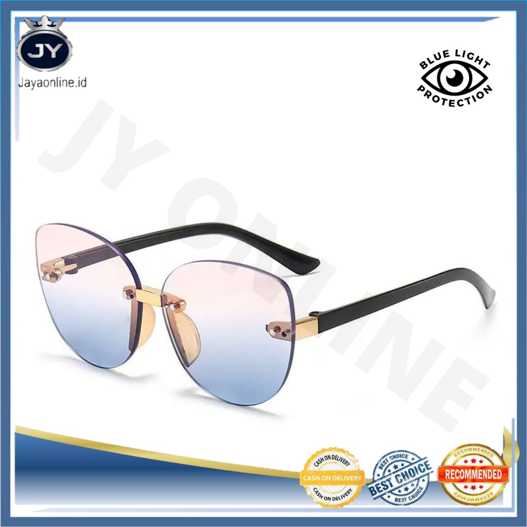 JY KC04 Sunglasses Kacamata Hitam/Gradien Bentuk Oval No frame Women Fashion Anti Radiasi New Arrival Import