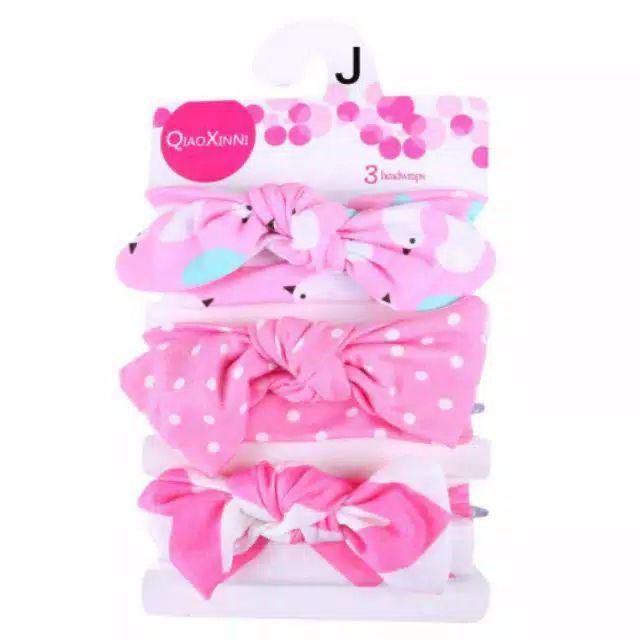 Bandana Set Bayi Isi 3 / Headband Bayi Newborn / Bando Bayi Baru Lahir