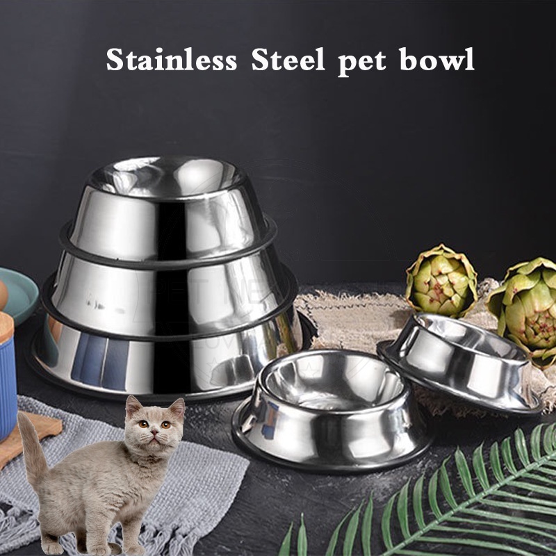 Mangkuk Stainless Steel Anjing Kucing Anti Slip Anti Semut Selip Pet Bowl Aksesoris Hewan