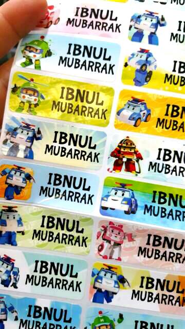 

Label nama anti air stiker waterproof Robocar Poli