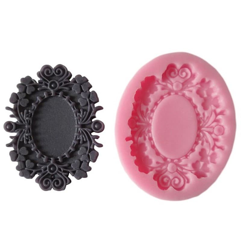 3D Silicon Mold Fondant Cake Decoration - Retro Miror Frame