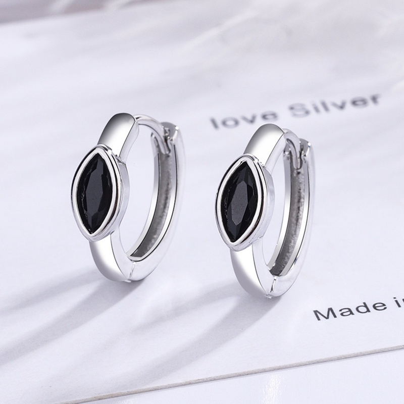 Anting 925 Sterling Silver Bentuk Marquise Aksen Kristal Zircon Untuk Wanita