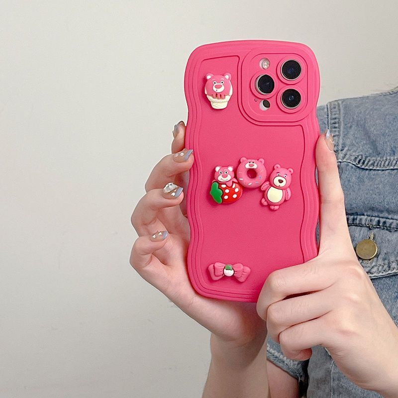 Case Motif Beruang strawberry Tiga Dimensi Untuk iPhone 12 13 14 11 Pro Max X Xs Max Xr krhrtf8