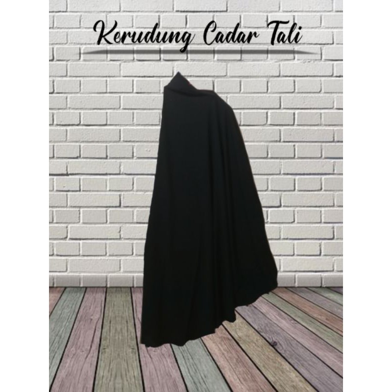 Jilbab Kerudung Cadar Tali Pet Biasa Jetblack hitam