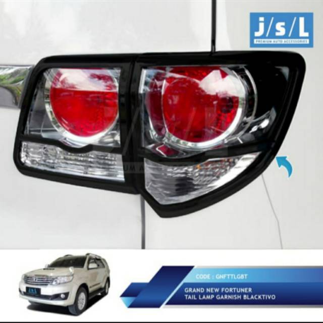 Garnish lampu belakang Grand Fortuner hitam, chrome / tail lamp garnish jsl