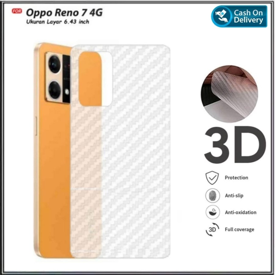 OPPO RENO 8 4G 8 5G 8Z 5G 8 PRO 5G 7 5G 7 4G 7Z 5G ANTI GORES BELAKANG SKIN KARBON GARSKIN MOTIF CARBON ANTI JAMUR TRANSPARAN PELINDUNG BELAKANG OPPO RENO 7 Z 5G