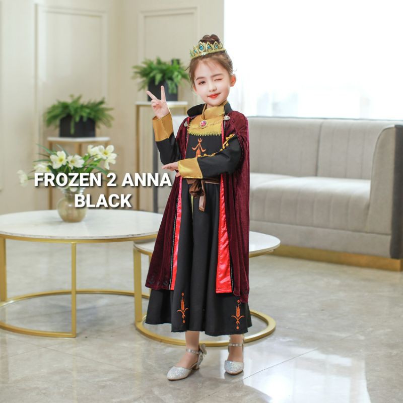 KOSTUM PRINCESS FROZEN 2 ANNA DRESS BLACK / DRESS PRINCESS IMPORT / FROZEN 2 ELSA