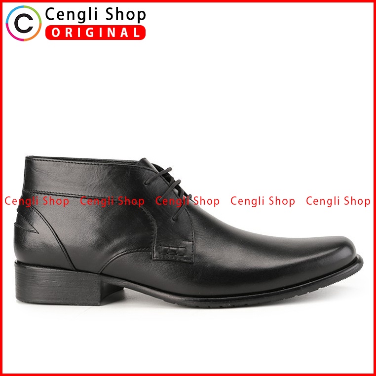 SEPATU BOOT KERJA KANTOR PAKALOLO PRIA ORIGINAL KULIT ASLI HITAM PB02