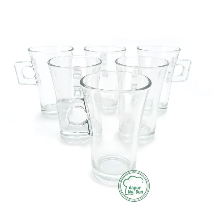 6pcs cangkir kopi kaca gaiyo ukuran 200ml / gelas kaca / mug kopi